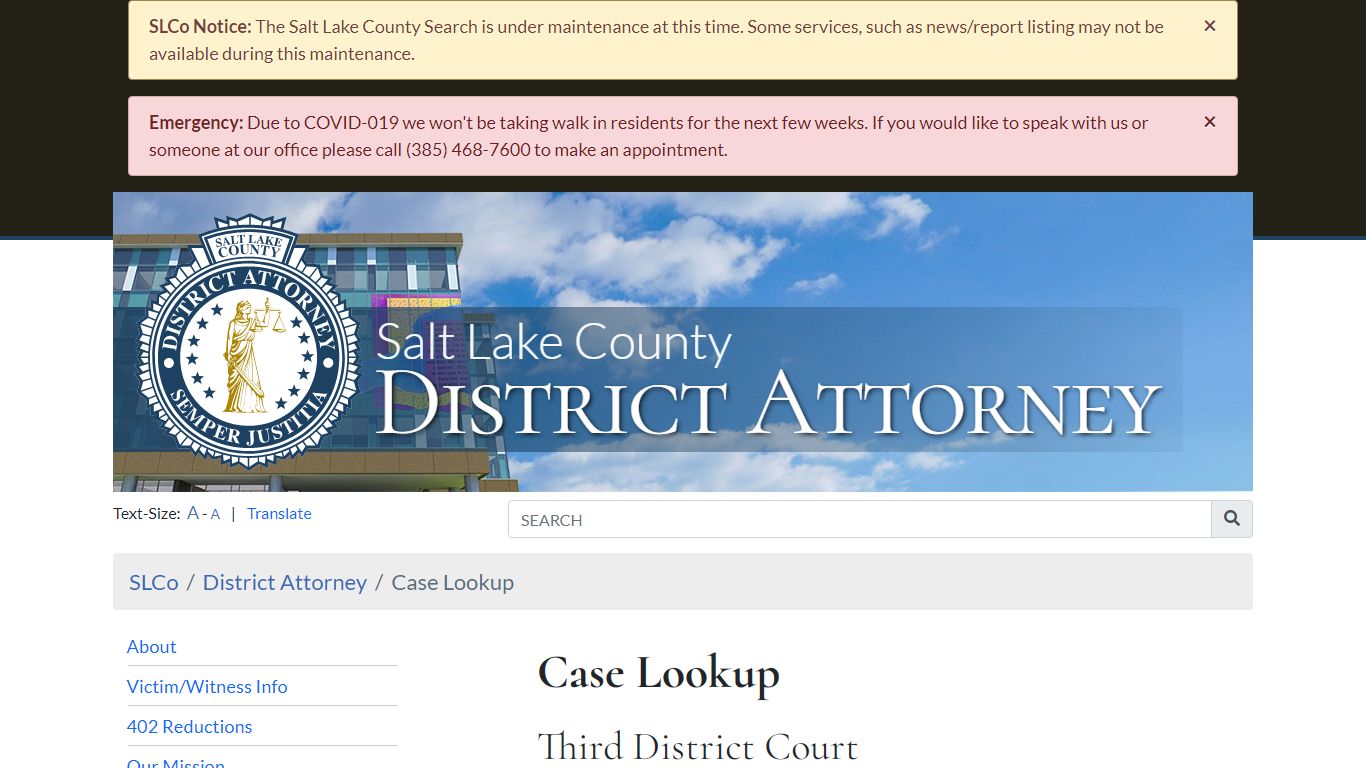 Case Lookup - District Attorney | SLCo - Salt Lake County